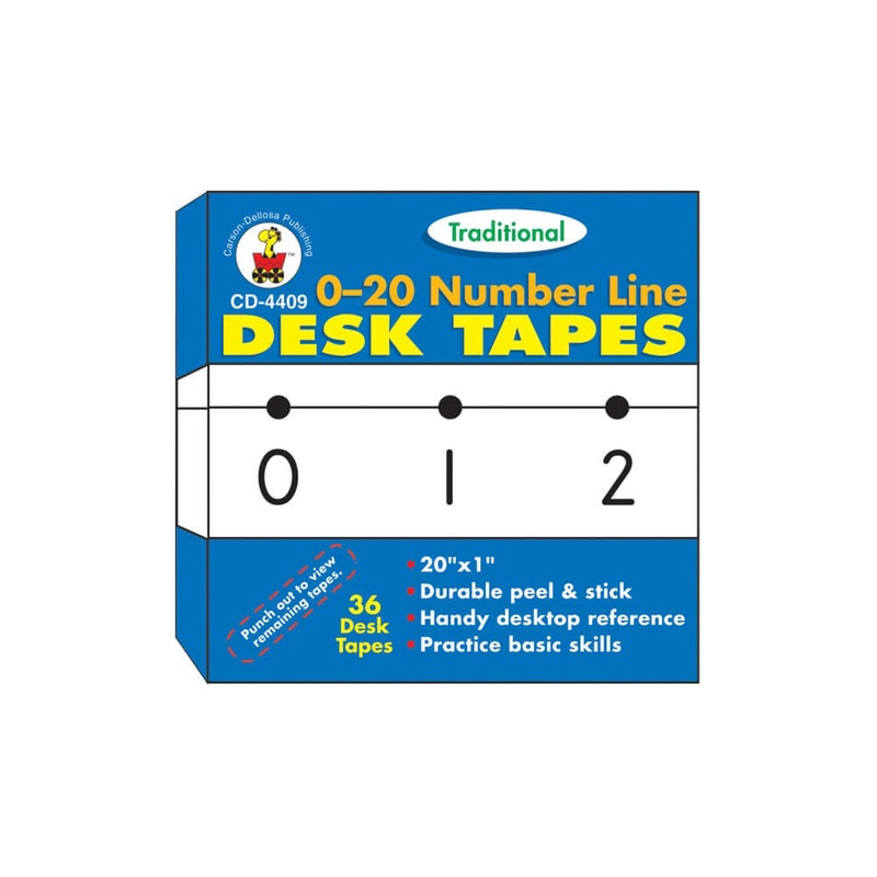 0-20 Number Line - Traditional Desk Tape Grade PK-5