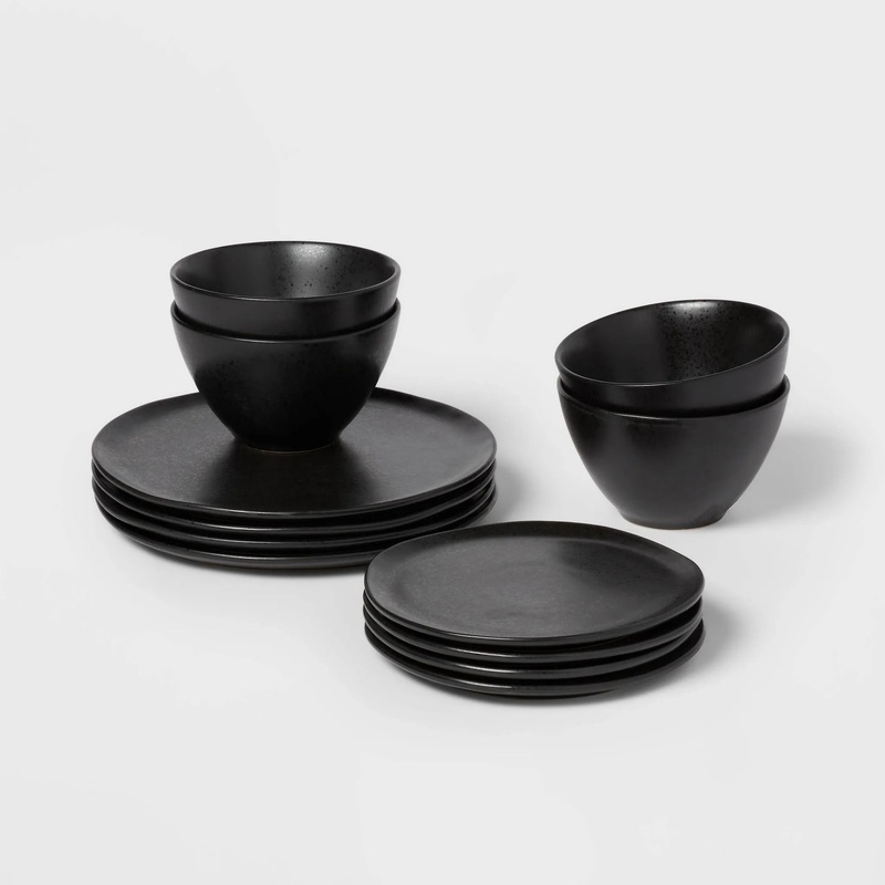 12pc Earthenware Houlton Dinnerware Set - Black