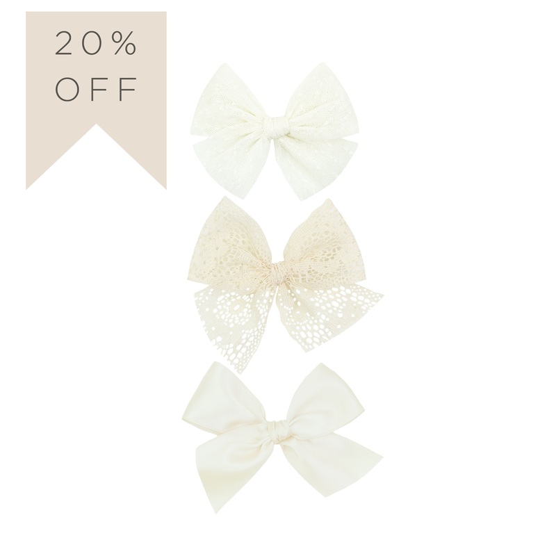 Bow 3 Pack: Cream Clips