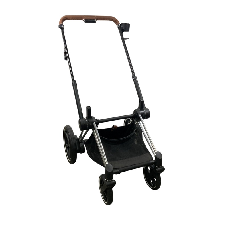 Cybex E-PRIAM Stroller Frame Only, 2019, Chrome With Brown Details, with Battery