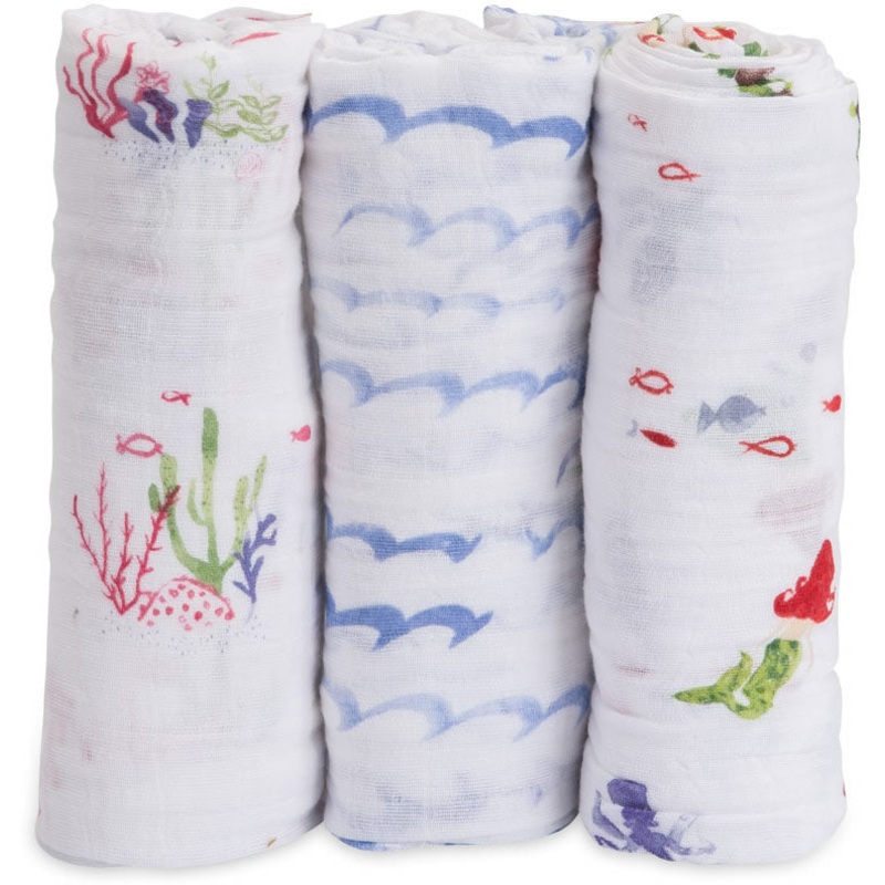 Little Unicorn Cotton Muslin Swaddle 3 Pack - Mermaid Set