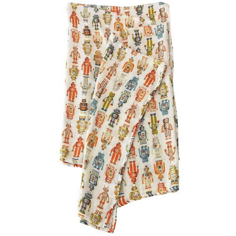 Loulou Lollipop Luxe Muslin Swaddle - Vintage Robot