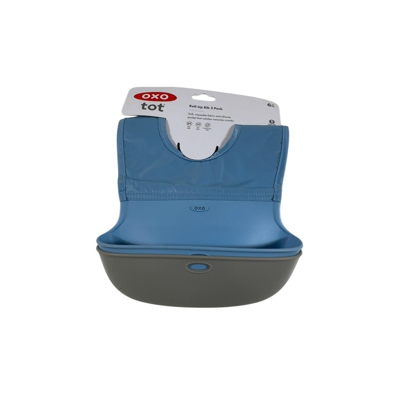 OXO Tot Roll Up Bibs, 2 Pack, Gray and Navy