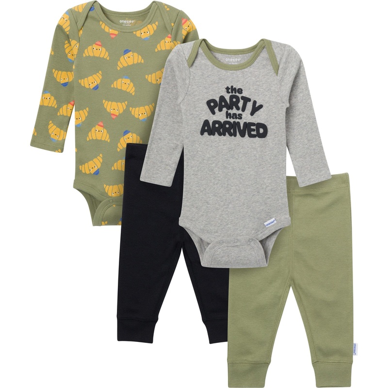 4-Piece Baby Boys Party Croissant Onesies Bodysuits and Pants