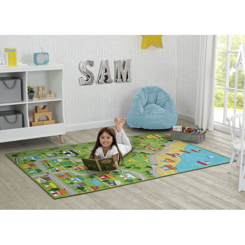 Extra Large Road Map Activity Rug for Girls and Boys - 78-inch L x 54-inch W