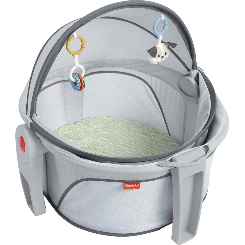 Portable Bassinet On-The-Go Baby Dome, Travel Play Space with Developmental Newborn Toys & Canopy, Puppy Perfection