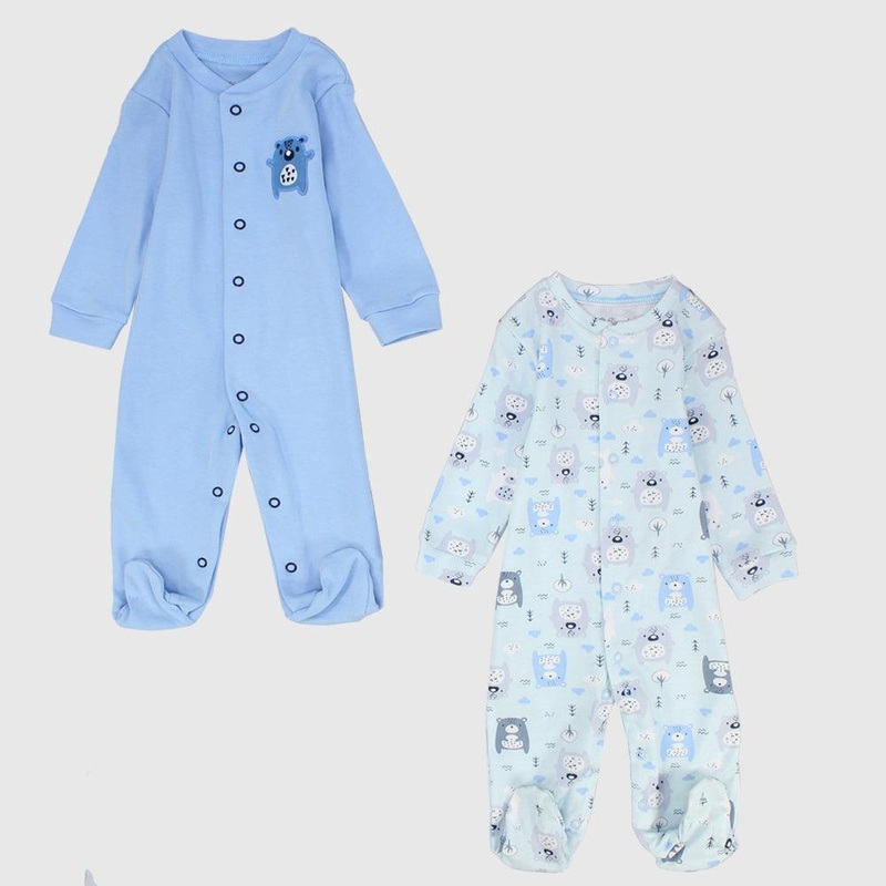 Beary Long-Sleeved Baby Footie (Pack Of 2)