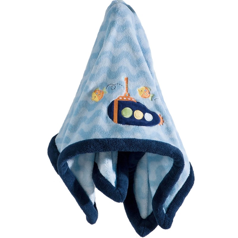 KidsLine Blue Lagoon Embroidered Boa Blanket