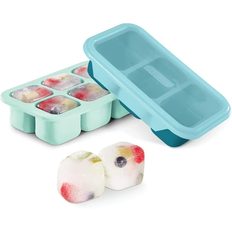 2 Pack Perfect Portion Silicone Freezer Trays for Ice Cubes, Soups, Sauces, and More- Aqua