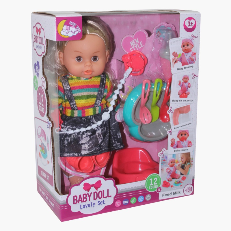 Baby Doll Lovely Set with Open/Close Eyes  Interactive 8-Piece Gift Set