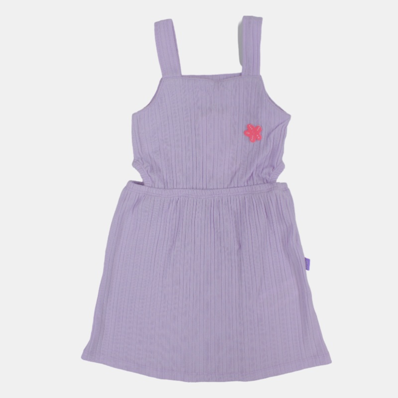 Girls Strappy Cotton Nightgown  Purple with Flower
