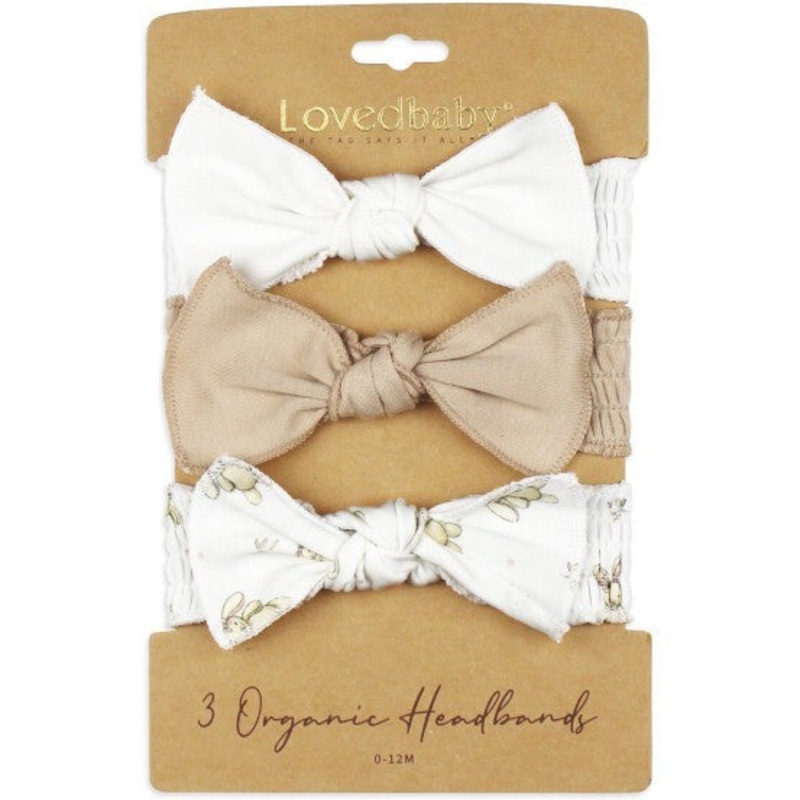 L'ovedbaby Organic Smocked Headband 3-Pack | Brixy Bunny Biscuit