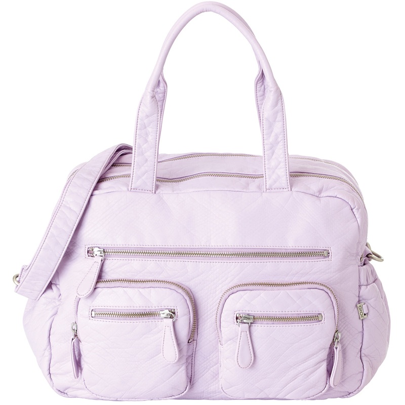 OiOi Faux Lizard Carryall Diaper Bag in Lilac Orchard