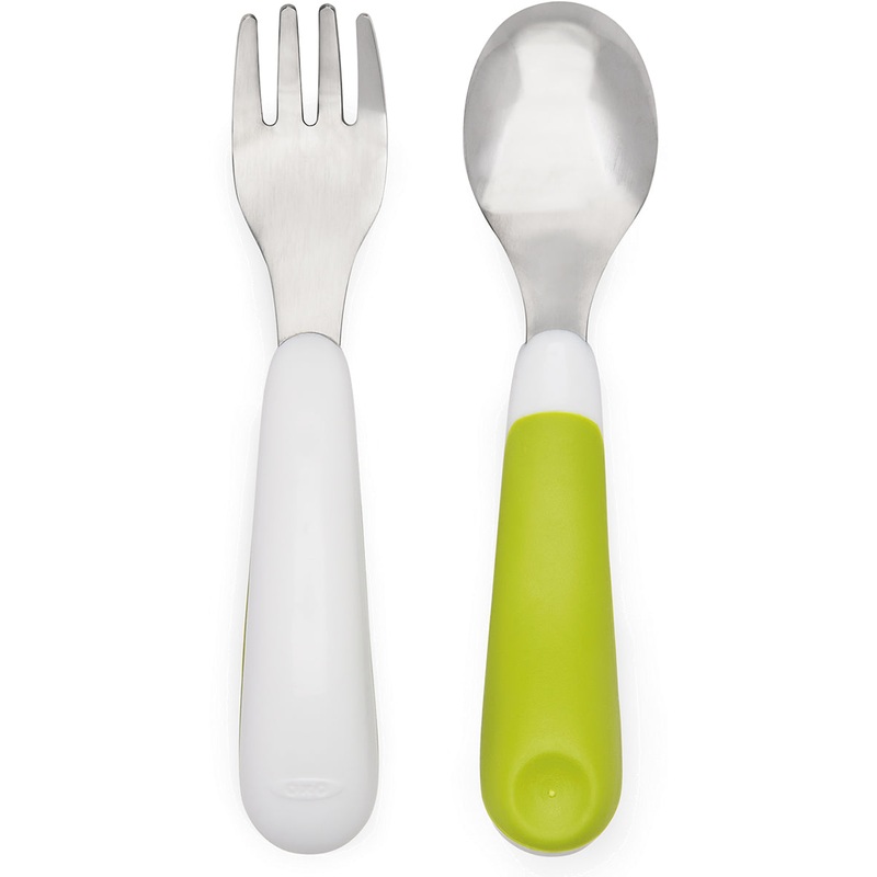 OXO Tot On-the-Go Fork & Spoon Set - Green