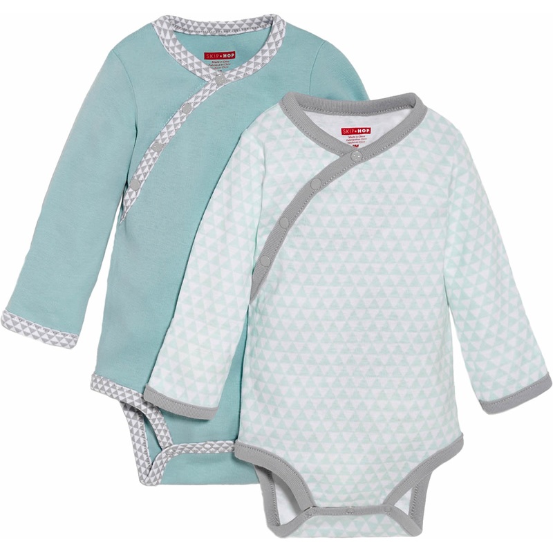 Skip Hop Petite Triangles 2-Pack Long Sleeve Bodysuits - Blue (3 Months)