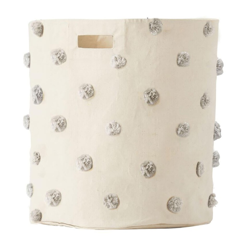 Storage Hamper Pom Pom Grey