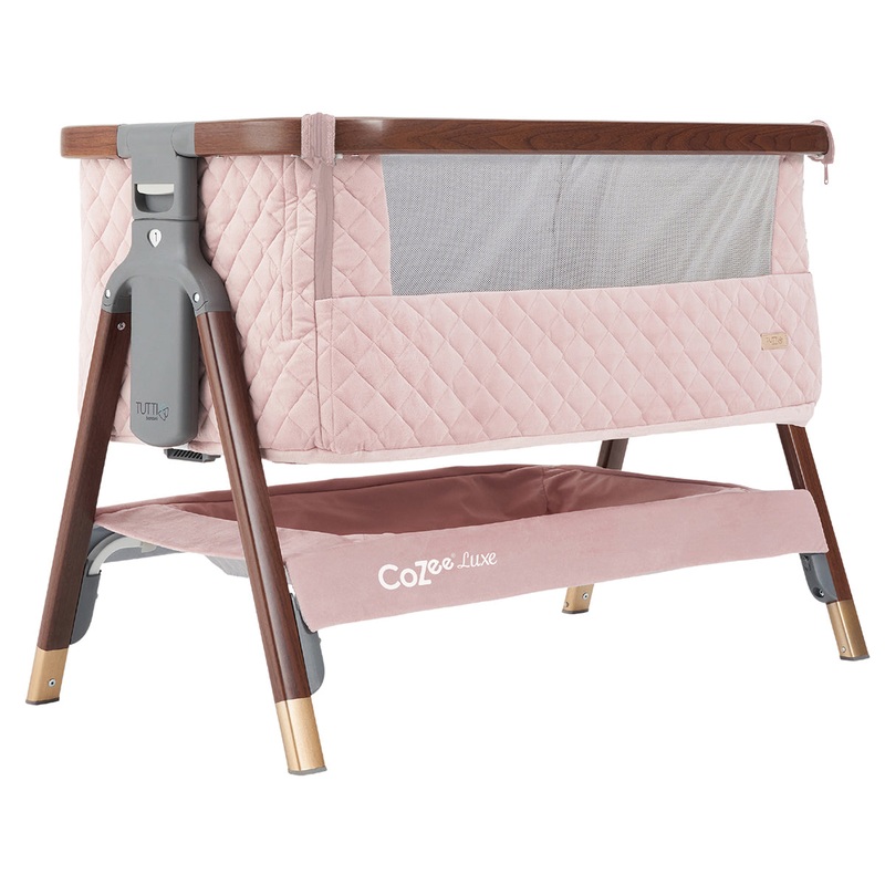 Tutti Bambini CoZee Luxe Bedside Crib - Walnut / Blush