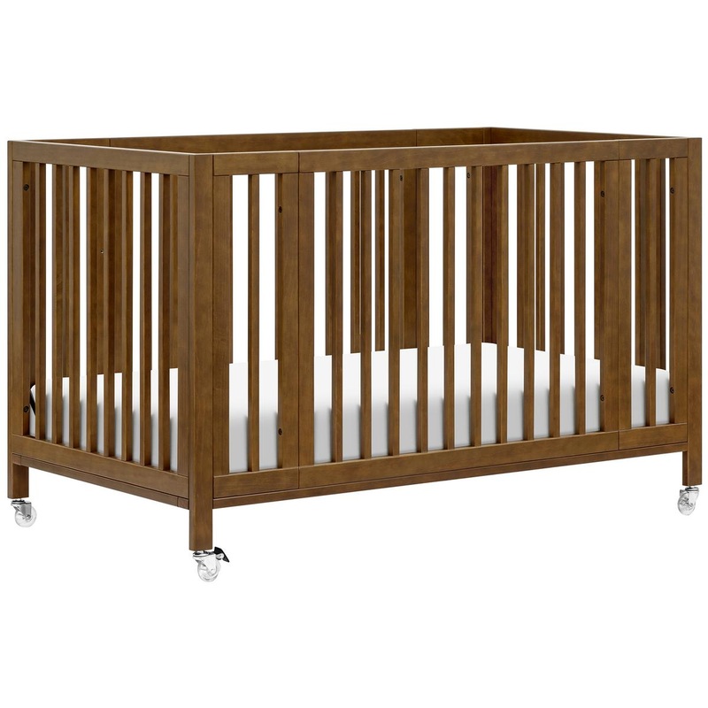 Babyletto Rolli 9-in-1 Convertible All-Stages Crib with Bassinet & Toddler Bed Conversion Kits - Natural Walnut