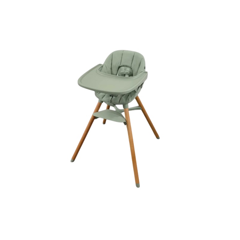 Lalo 3 in 1 High Chair Kit, Natural Wood, Sage, Sage