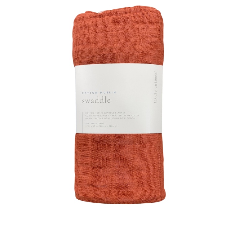 Little Unicorn Cotton Muslin Swaddle, Rust