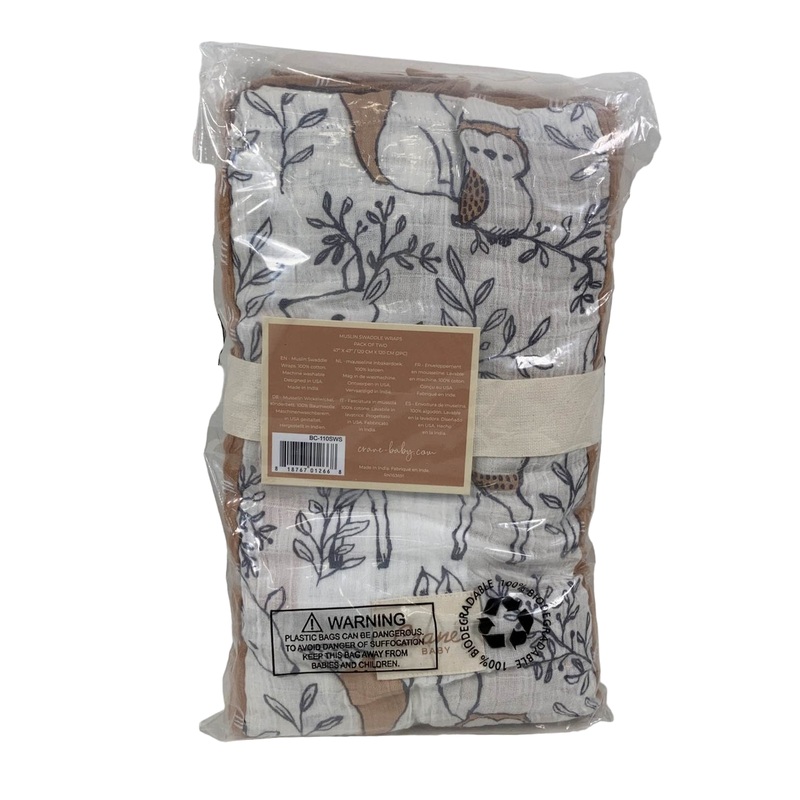 Crane Baby Cotton Muslin Swaddle Set of 2, Ezra