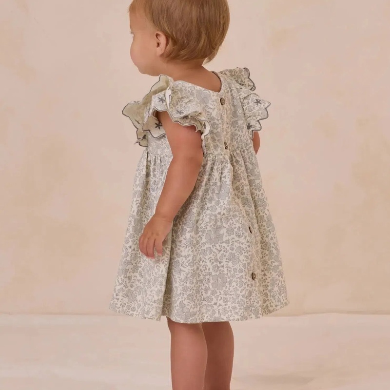 Quincy Mae - Organic Alina Dress - Blue Blossom