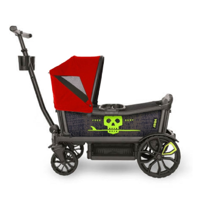 Veer Cruiser (2 Seater) Stroller Wagon + Canopy Bundle - Surf/Pele Red