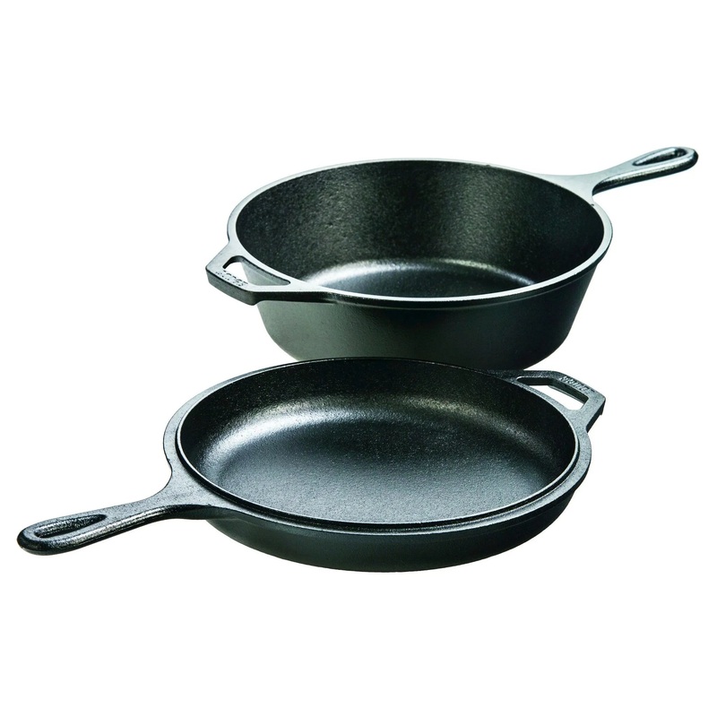 3.2qt Cast Iron Combo Cooker: Skillet & Frying Pan Set, 10.25" Diameter (See Description)