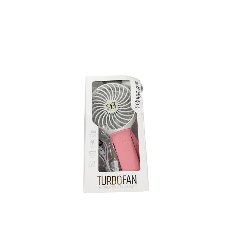 Buggygear 3 Speed Rechargeable Fan, Pink and White