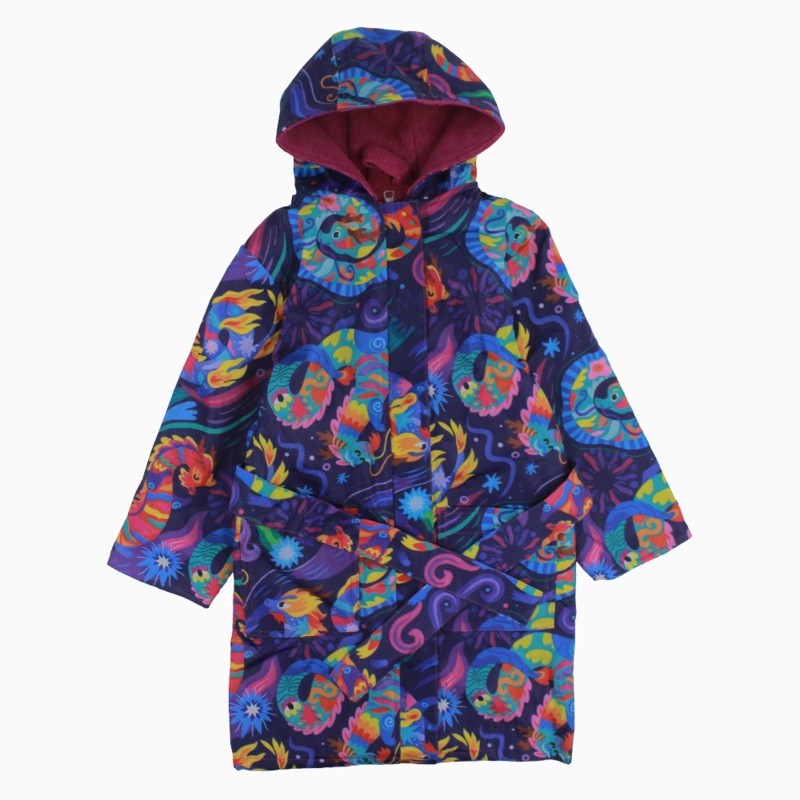 Girls Swim Robe  Colorful Dragon Print