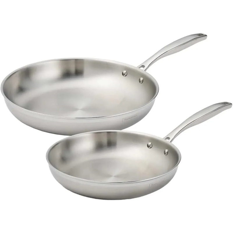 Tri-Ply Clad Stainless Steel Fry Pan, Set 2 Sizes, 10" & 12"