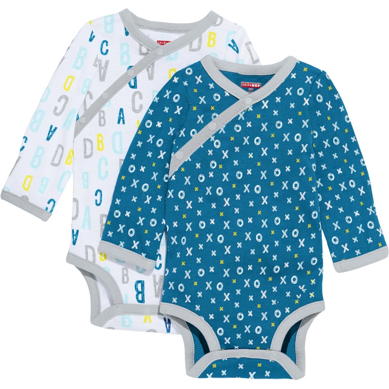 Skip Hop ABC-123 Long Sleeve Bodysuit Set, 2-Pack - Blue (Newborn)