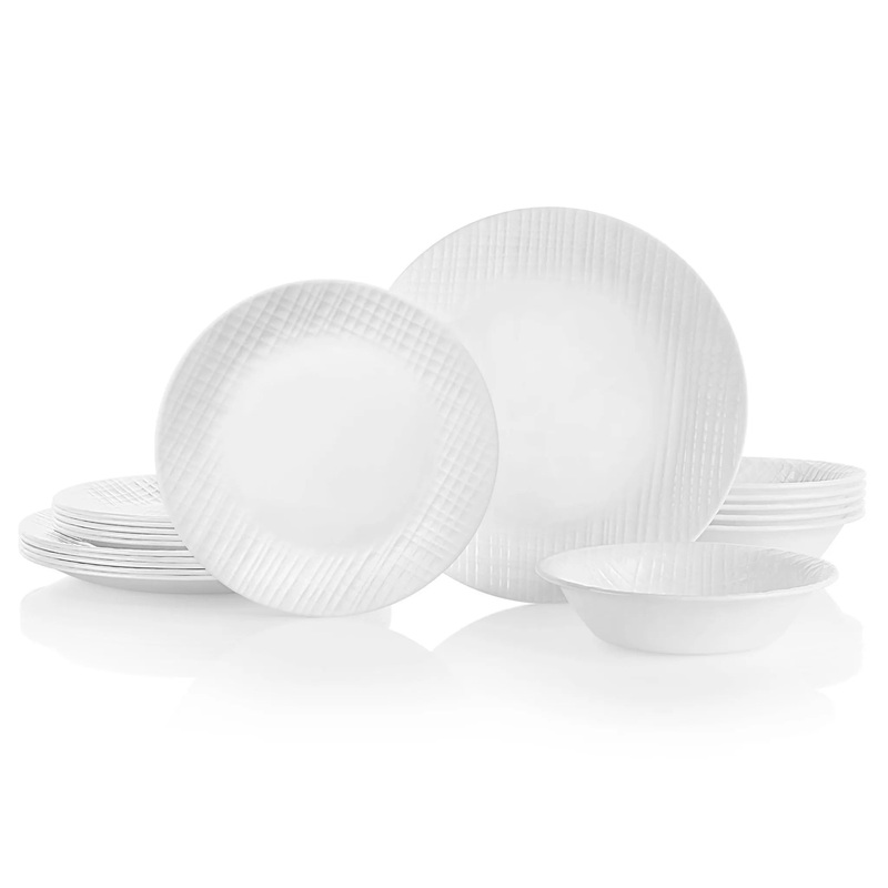 18pc Vitrelle Linen Weave Dinnerware Set