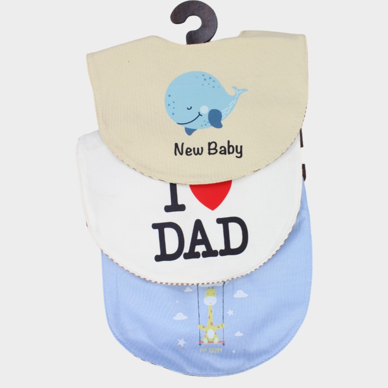 Baby Boys' Cotton Bibs  Pack of 3  "New Baby"