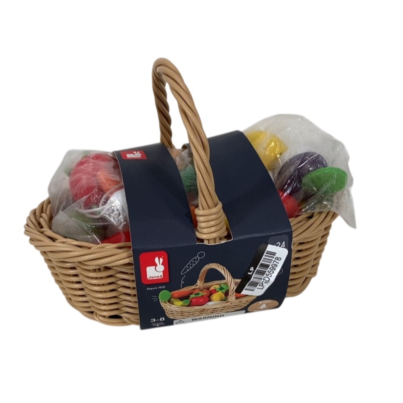 Janod Wooden Play Food Fruit and Vegetable Basket