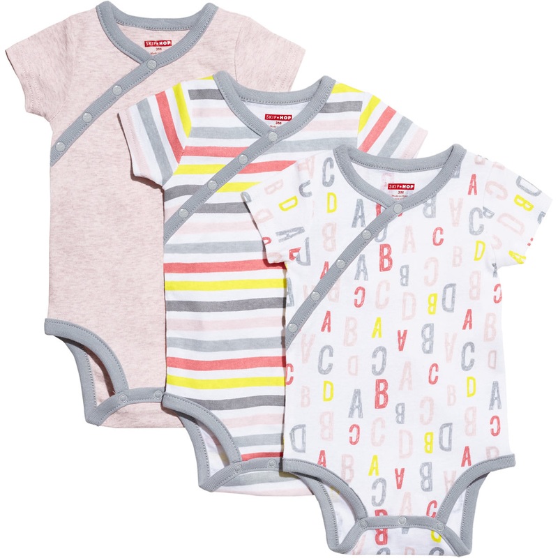 Skip Hop ABC-123 Short Sleeve Bodysuit Set, 3-Pack - Pink (9 Months)