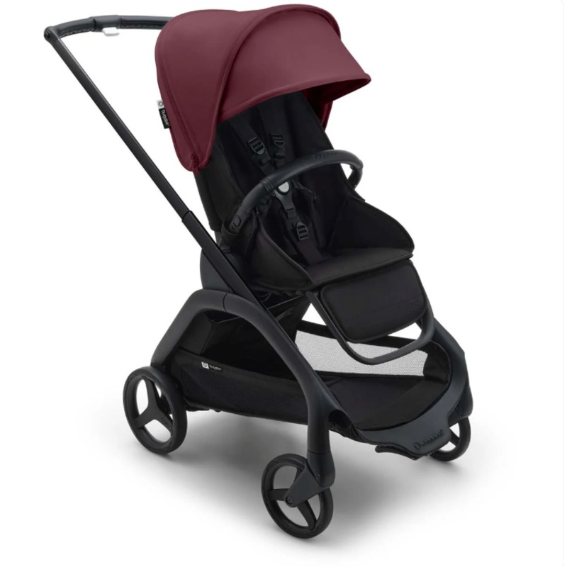 Bugaboo Dragonfly Stroller, Black, 2023, Midnight Black, Dark Cherry