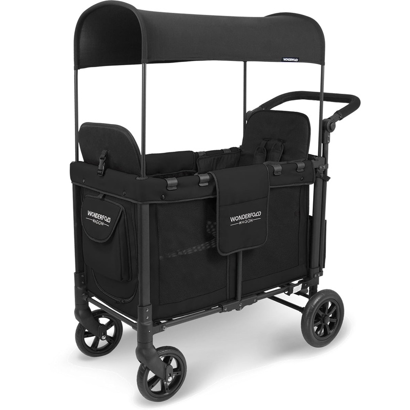 WonderFold OPEN BOX W2 Original (2 Seater) Double Stroller Wagon - Black