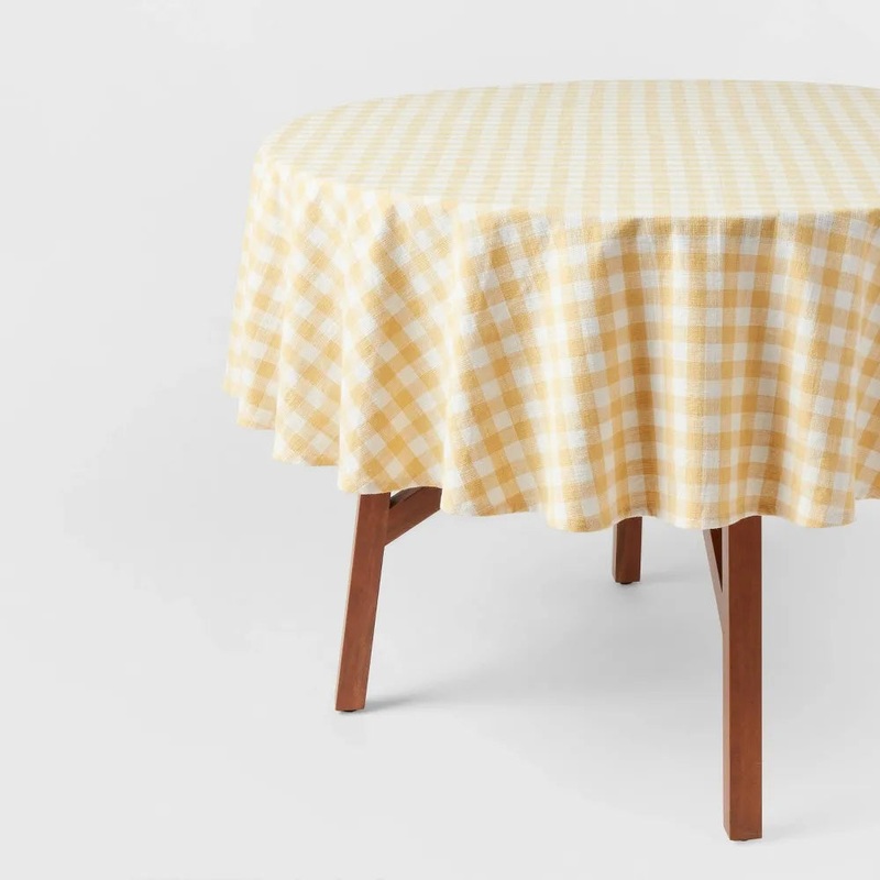 70" Cotton Gingham Round Tablecloth Yellow - Threshold