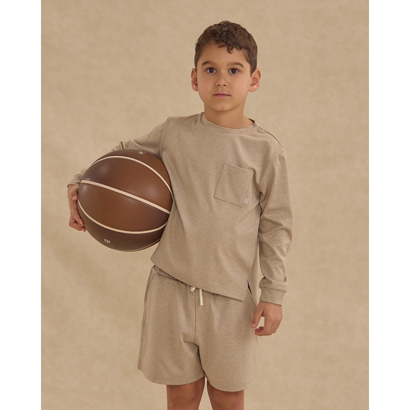 Long Sleeve Pocket Tee - Heathered Stone