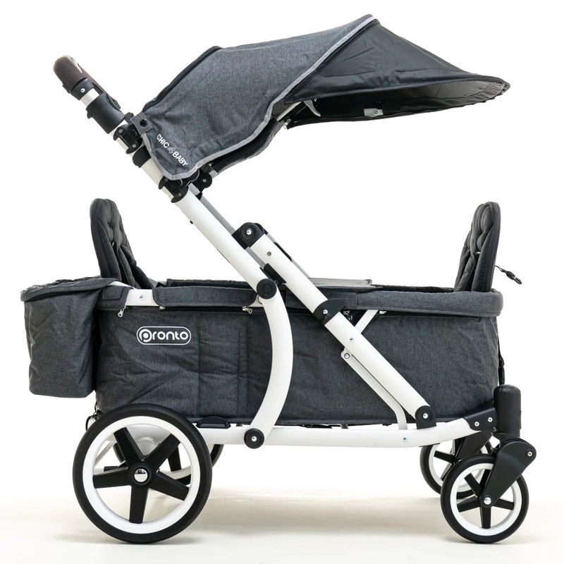 Pronto One (2 Seater) Stroller Wagon - White Frame / Sweet Sage