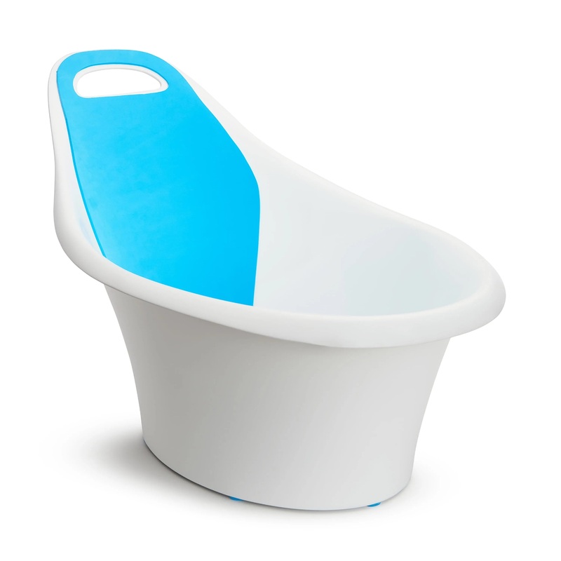 Sit & Soak Non-Slip Dual-Stage Baby Bathtub - Padded Foam - Blue and Grey