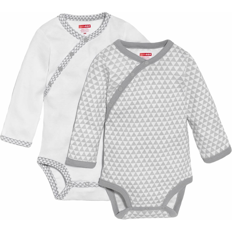 Skip Hop Petite Triangles 2-Pack Long Sleeve Bodysuits - Grey (3 Months)