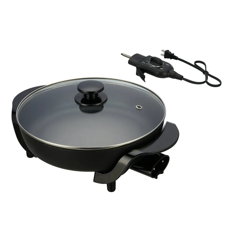 12 Round Nonstick Electric Skillet with Glass Cover Black (See Description)