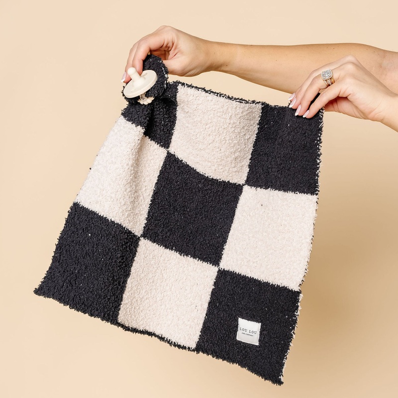 Chenille Blanket - Charcoal Check - Mini/Lovey