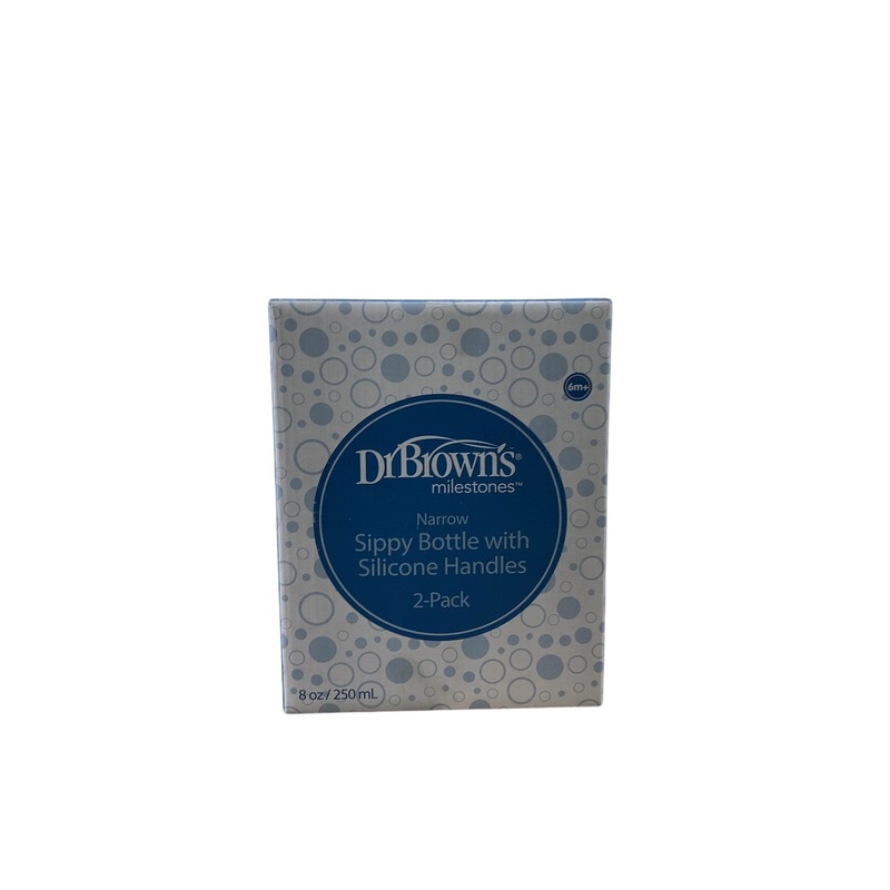 Dr. Brown's Milestones Sippy Spout Bottle with Silicone Handles, 8oz, 2 Pack, Narrow-Neck, Black/Cream