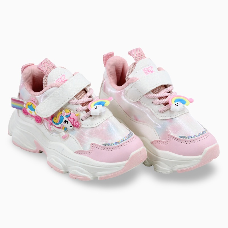 Girls Leather Sneakers - Cute Unicorn Design (Size 26-31)