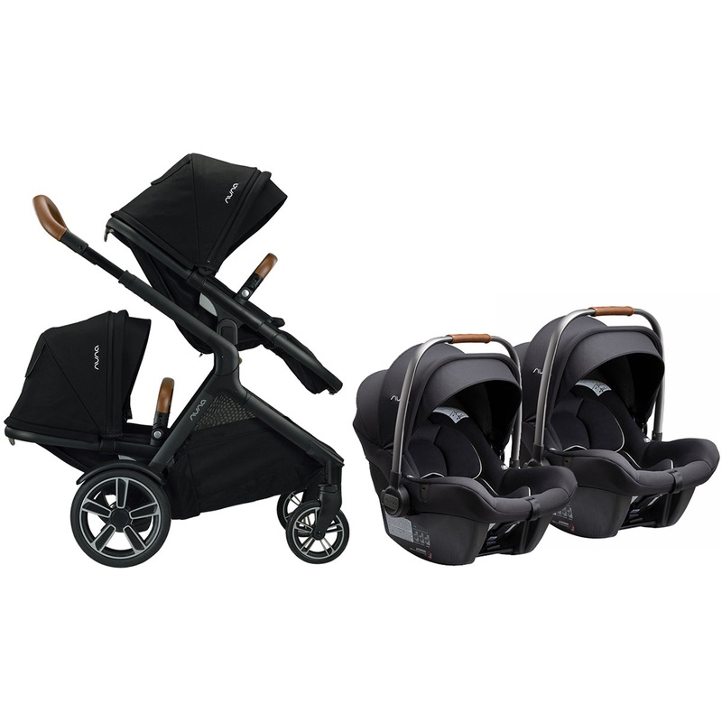Nuna DEMI Grow + PIPA Lite R Twin Travel System Bundle - Caviar/Caviar