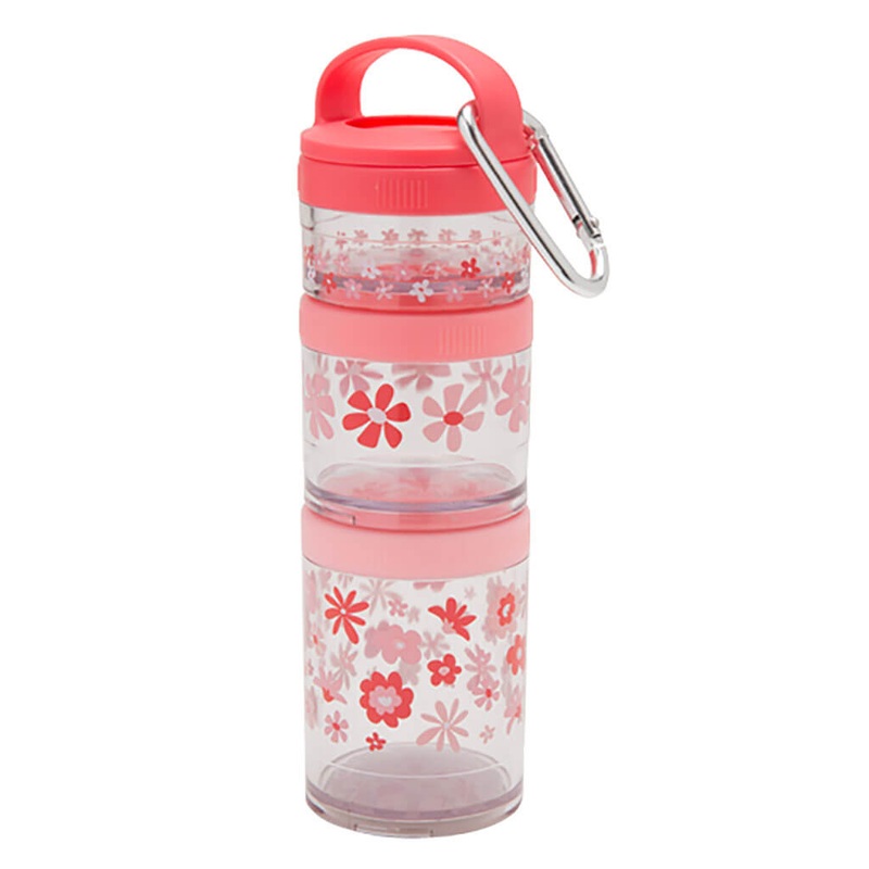 Ore Originals Twist Snack Stacker Food Container Pink Flowers
