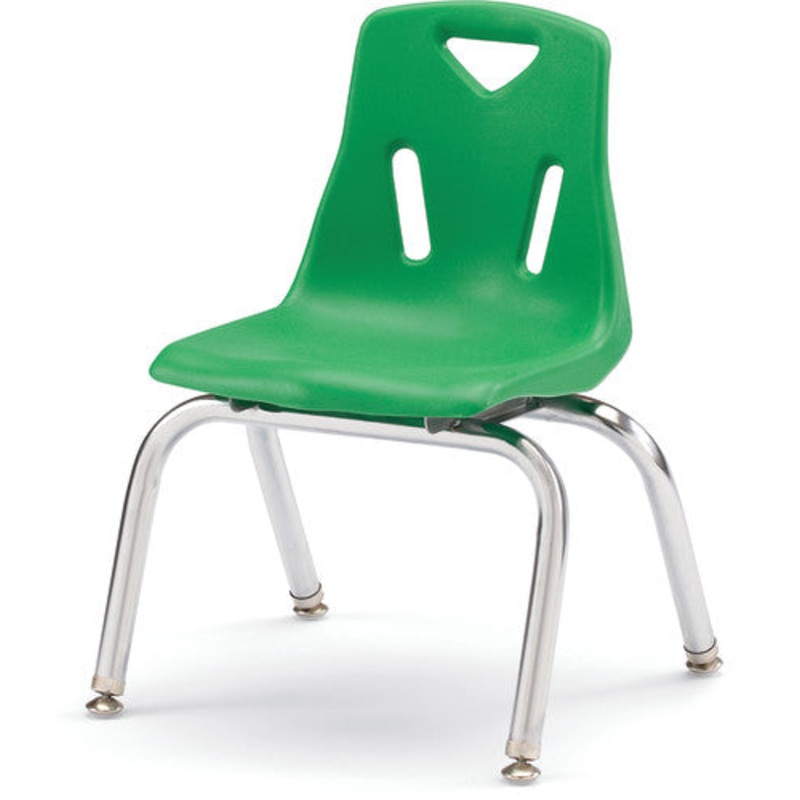 Berries Stacking Chair with Chrome-Plated Legs - 12" Ht - Green